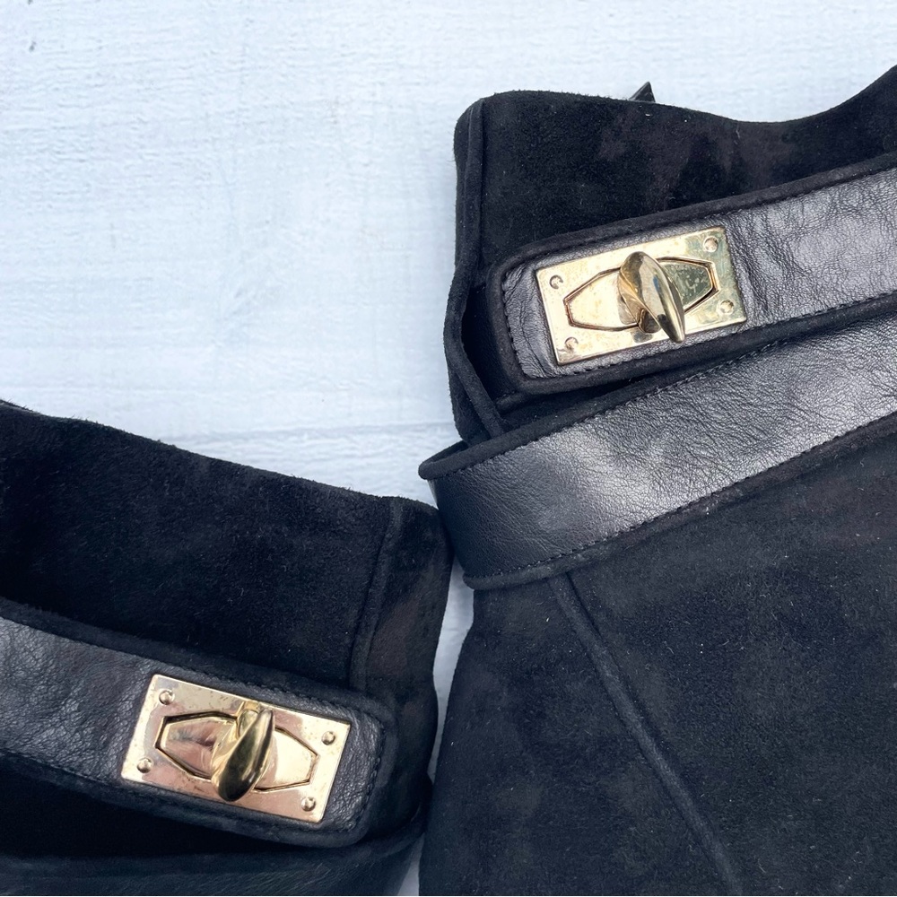 Givenchy Black Suede Wedge Ankle Bootie Size Unknown. See measurements below. - Picture 8 of 15